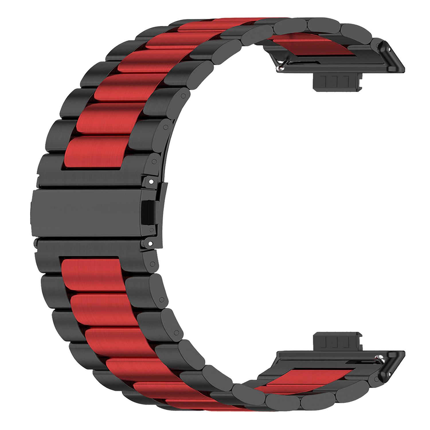 For Huawei Watch Fit 3 Replacement Band 3-Bead Stainless Steel Watch Strap with Tool Black+Red
For Huawei Watch Fit 3 Replacement Band 3-Bead Stainless Steel Watch Strap with Tool Black+Red