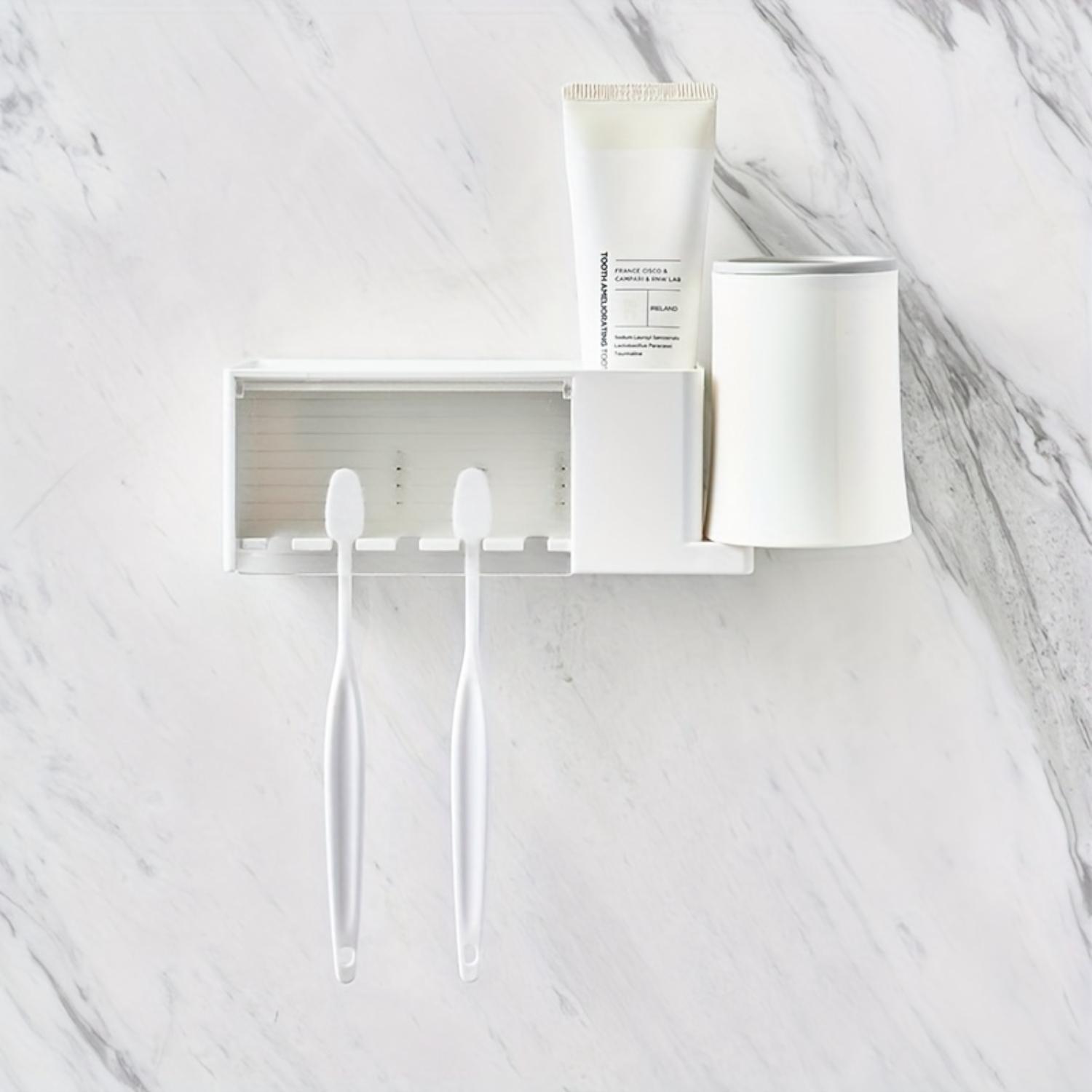 Holder with Cup and Toothbrush Slots - Plastic Rack for Bathroom Organization Punch-Free Installation Toothbrush holder wall 7.282.762.2inch
Holder with Cup and Toothbrush Slots - Plastic Rack for Bathroom Organization Punch-Free Installation Toothbrush holder wall 7.282.762.2inch