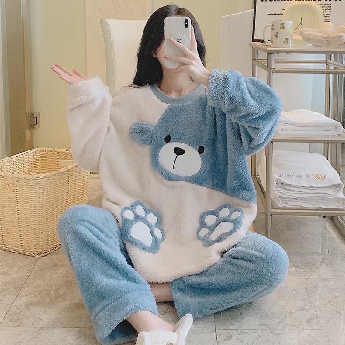 Пижама Sweet Bear Plush для женщин - зимний стиль, длинные рукава и штаны, размер плюс 200 фунтов M синий
Пижама Sweet Bear Plush для женщин - зимний стиль, длинные рукава и штаны, размер плюс 200 фунтов M синий