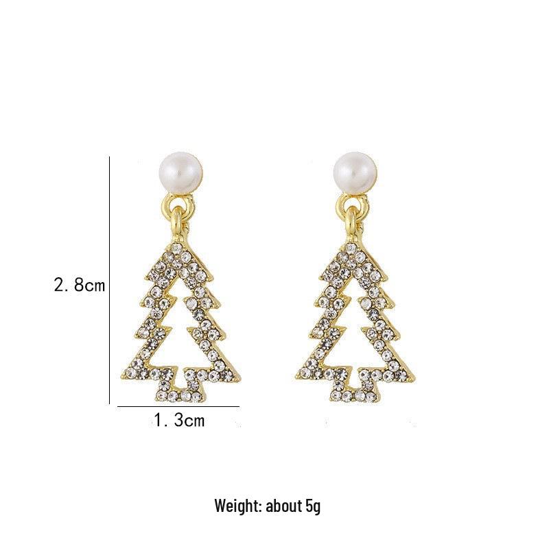 European & American Christmas Tree Diamond Pearl Earrings - Fashionable Holiday Gift for Women
European & American Christmas Tree Diamond Pearl Earrings - Fashionable Holiday Gift for Women