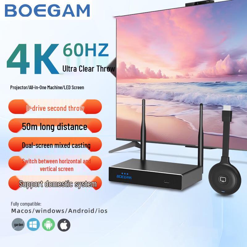 BOEGAM 4K Wireless HDMI Screencaster (CN version)
BOEGAM 4K Wireless HDMI Screencaster (CN version)