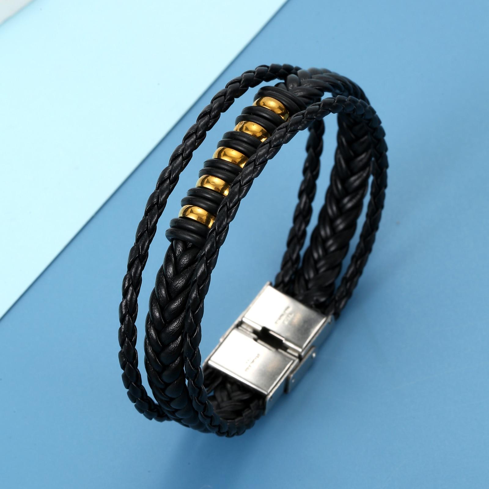 Очаровательные ювелирные изделия из нержавеющей стали, кожаный браслет с бусинами для мужчин
Очаровательные ювелирные изделия из нержавеющей стали, кожаный браслет с бусинами для мужчин