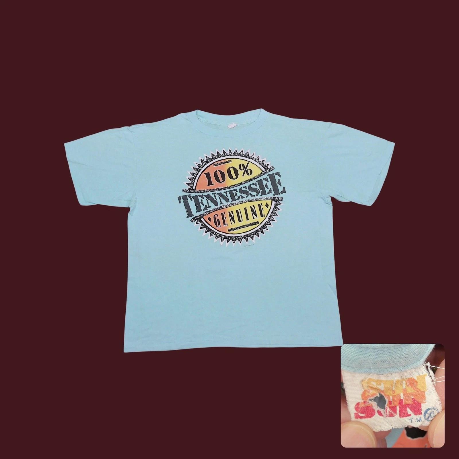 Vintage 80s Sun Sportswear Tennessee Shirt Single Stitch Baby Blue 2XL XL
Vintage 80s Sun Sportswear Tennessee Shirt Single Stitch Baby Blue 2XL XL