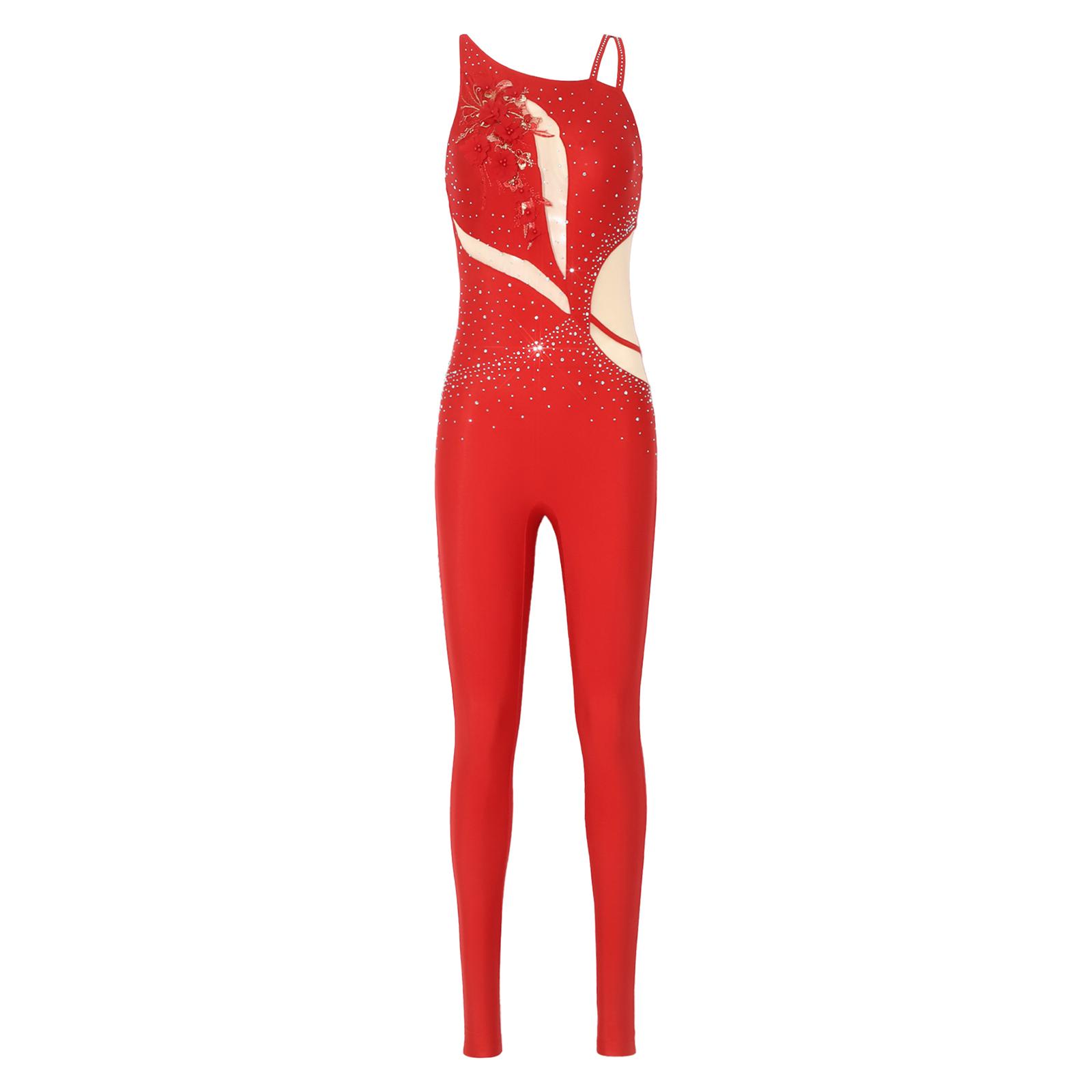 Womens Asymmetrical Shoulders Strappy Backless Unitard Rhinestones Long Pants Gymnastics Bodysuit S
Womens Asymmetrical Shoulders Strappy Backless Unitard Rhinestones Long Pants Gymnastics Bodysuit S