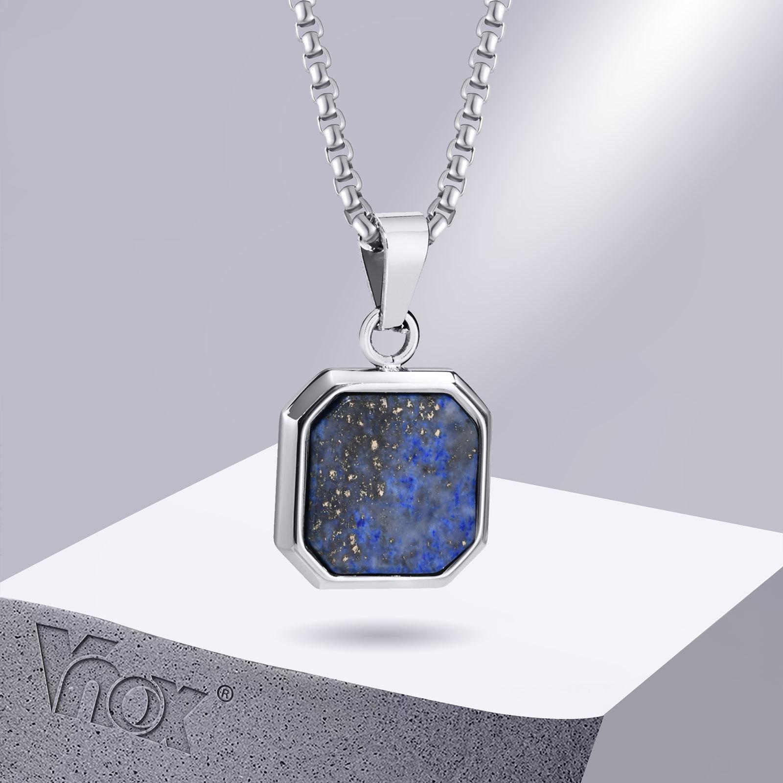 Vnox 15mm Square Pendant Necklace for Men, Gemetric Enamel Lapis Lazuli Stone Pendant with Box Chain, Simple Sport Neck Collar 50cm
Vnox 15mm Square Pendant Necklace for Men, Gemetric Enamel Lapis Lazuli Stone Pendant with Box Chain, Simple Sport Neck Collar 50cm