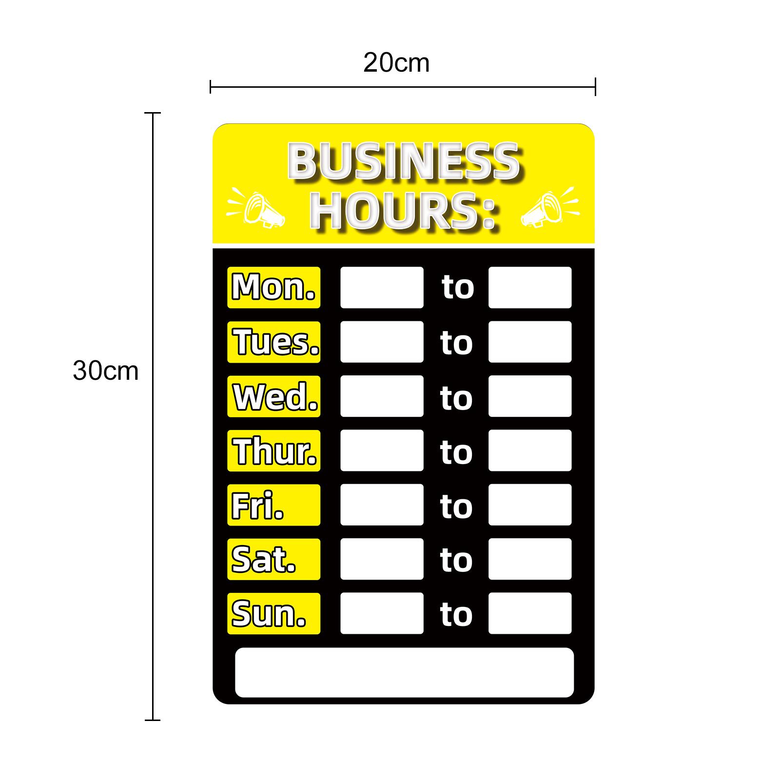 PVC Business Hours Sign with Number Sticker Store Office Window Door Signs Plastic Vinyl Signage Daily Open Times Display
PVC Business Hours Sign with Number Sticker Store Office Window Door Signs Plastic Vinyl Signage Daily Open Times Display