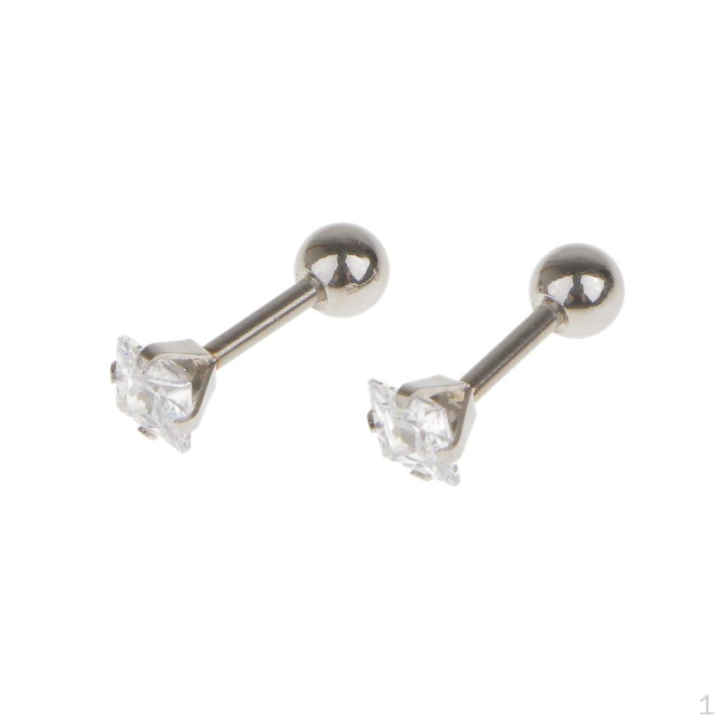Pair Steel Barbell Square Zircon Cartilage Helix Tragus Lip Ear Stud 1.2mm
Pair Steel Barbell Square Zircon Cartilage Helix Tragus Lip Ear Stud 1.2mm