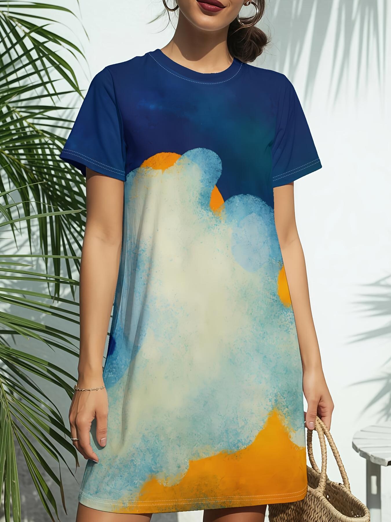 Cloud Sky Art Print New Women S Round Neck Short Sleeve T-Shirt Dress. American Style Trendy Digital Print. Versatile for Spring And Summer Casual Wea XS дубильная кора
Cloud Sky Art Print New Women S Round Neck Short Sleeve T-Shirt Dress. American Style Trendy Digital Print. Versatile for Spring And Summer Casual Wea XS дубильная кора