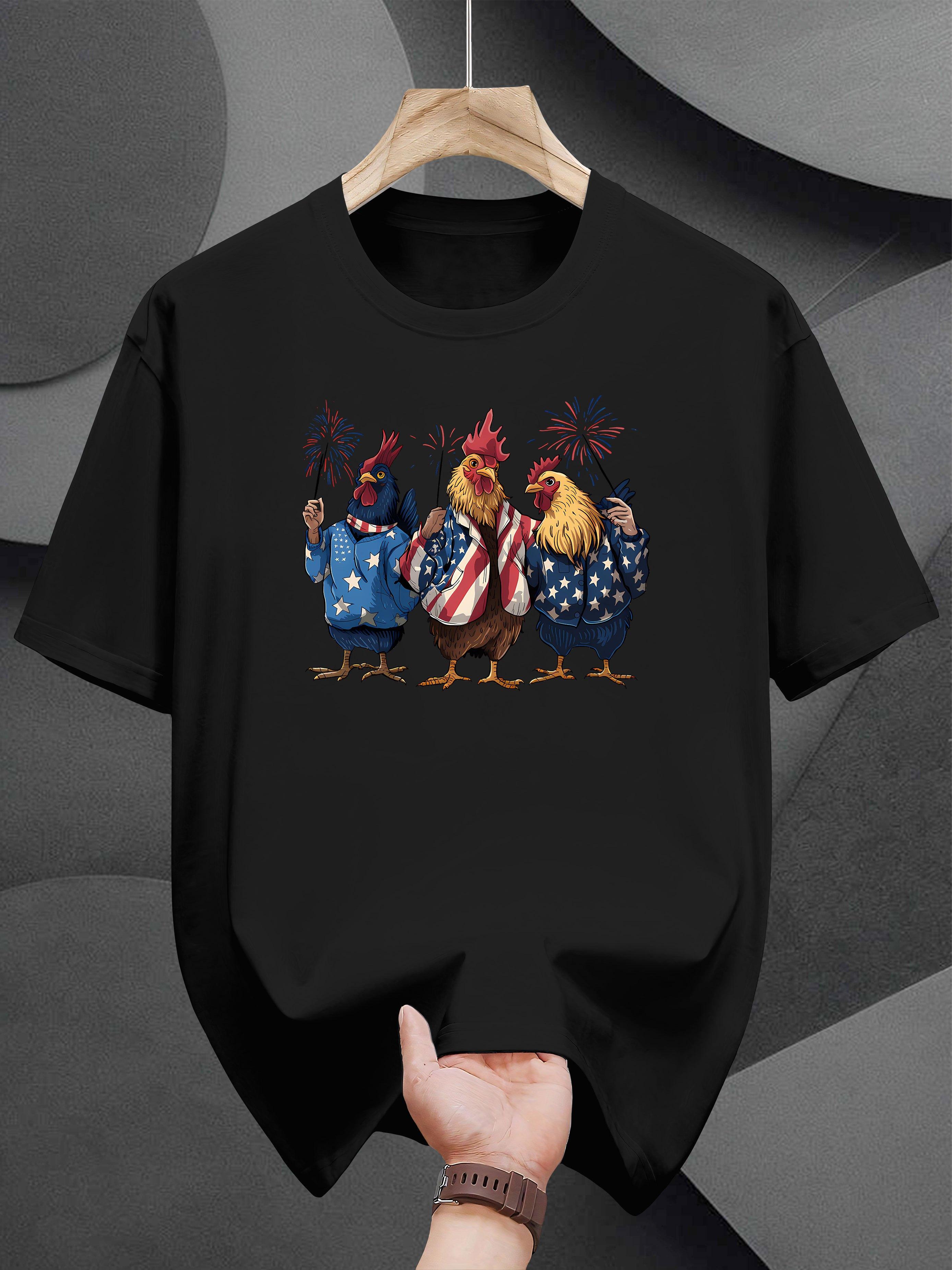 Heavyweight 200gsm Cotton T-shirt - White Crew Neck Tee with Funny Patriotic Roosters M
Heavyweight 200gsm Cotton T-shirt - White Crew Neck Tee with Funny Patriotic Roosters M
