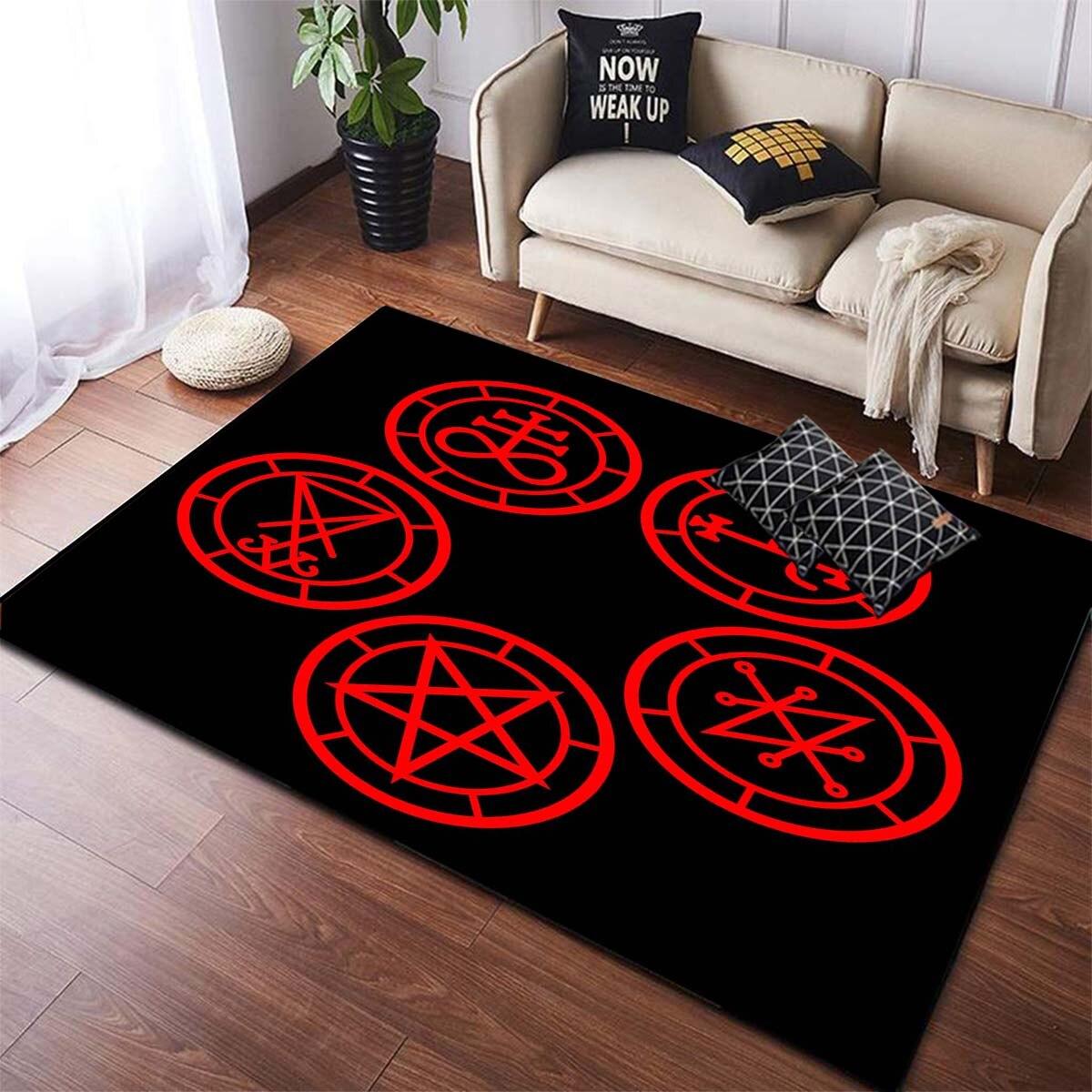 Satanic Baphomet Rectangular Floor Mat Satan Pattern Home Decor Складаний килимок Килимки для вітальні Килимок 40cm x 60cm
Satanic Baphomet Rectangular Floor Mat Satan Pattern Home Decor Складаний килимок Килимки для вітальні Килимок 40cm x 60cm