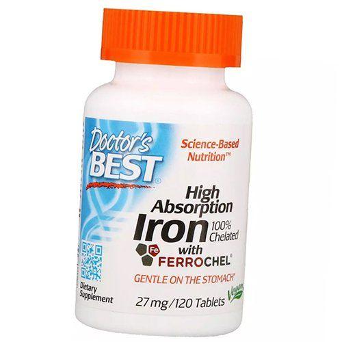 Легкозасвоюване Залізо, High Absorption Iron with Ferrochel 27, Doctor s Best 120таб (36327071) 120tab
Легкозасвоюване Залізо, High Absorption Iron with Ferrochel 27, Doctor s Best 120таб (36327071) 120tab