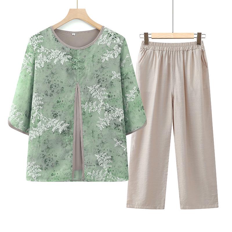 Mother s Day Breathable Thin Two-Piece Set: Mid-Sleeve Top for Spring & Summer - Grandma s New Style 3XL (suggested for 115-130 jin) зелений
Mother s Day Breathable Thin Two-Piece Set: Mid-Sleeve Top for Spring & Summer - Grandma s New Style 3XL (suggested for 115-130 jin) зелений