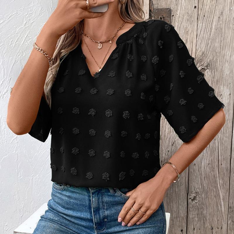Women s Comfortable Loose Jacquard V-neck Short Sleeved Top for Women Shirt XL чёрный
Women s Comfortable Loose Jacquard V-neck Short Sleeved Top for Women Shirt XL чёрный