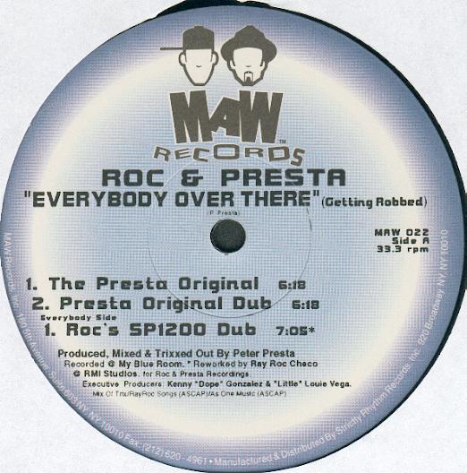 12inch Record ROC & PRESTA - Everybody Over There (Getting Robbe MAW022,MAW022 MAW Records 1997 US Dance & Electronica Used
12inch Record ROC & PRESTA - Everybody Over There (Getting Robbe MAW022,MAW022 MAW Records 1997 US Dance & Electronica Used