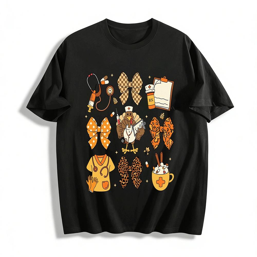 Thanksgiving Nurse Turkey Print Casual Top For Medical Staff Pure cotton T-shirt XXS
Thanksgiving Nurse Turkey Print Casual Top For Medical Staff Pure cotton T-shirt XXS