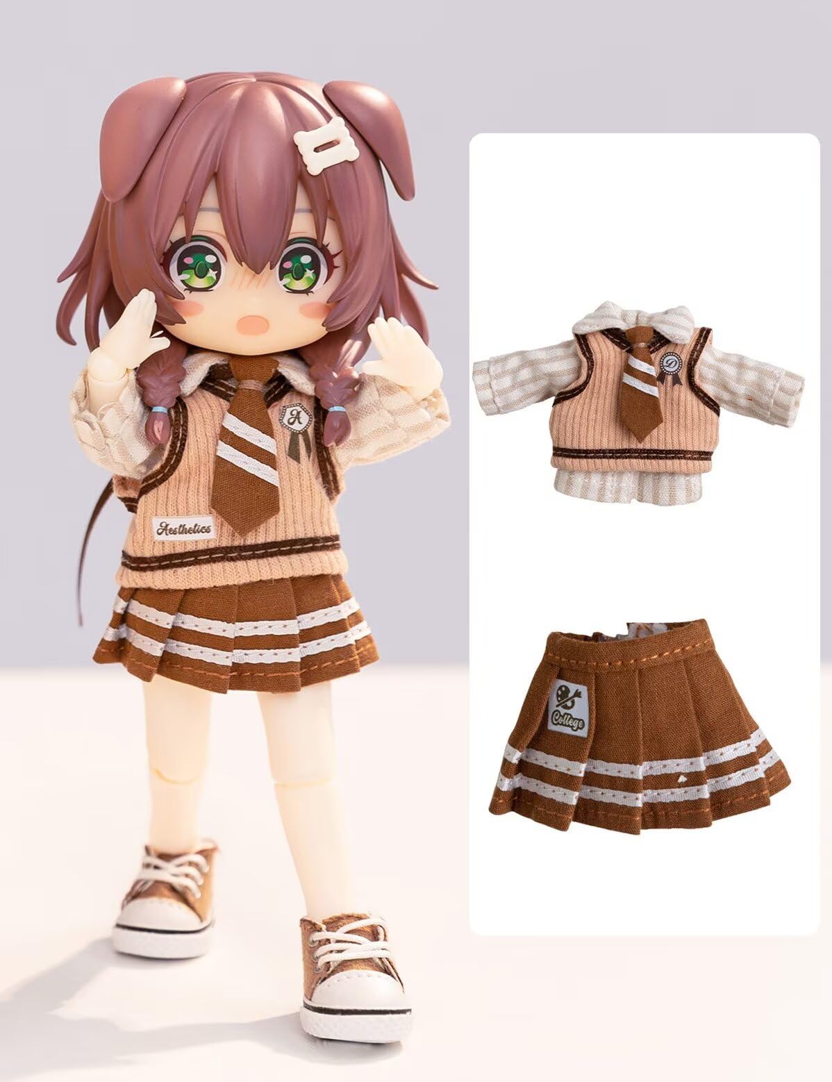 YMY Obitsu 11cm Doll Shirt Tie Waistcoat Half Skirt Uniform Set for BJD School Cosplay Costume Clothes + + + Girl s 1/12 Dolls, (Brown)
YMY Obitsu 11cm Doll Shirt Tie Waistcoat Half Skirt Uniform Set for BJD School Cosplay Costume Clothes + + + Girl s 1/12 Dolls, (Brown)