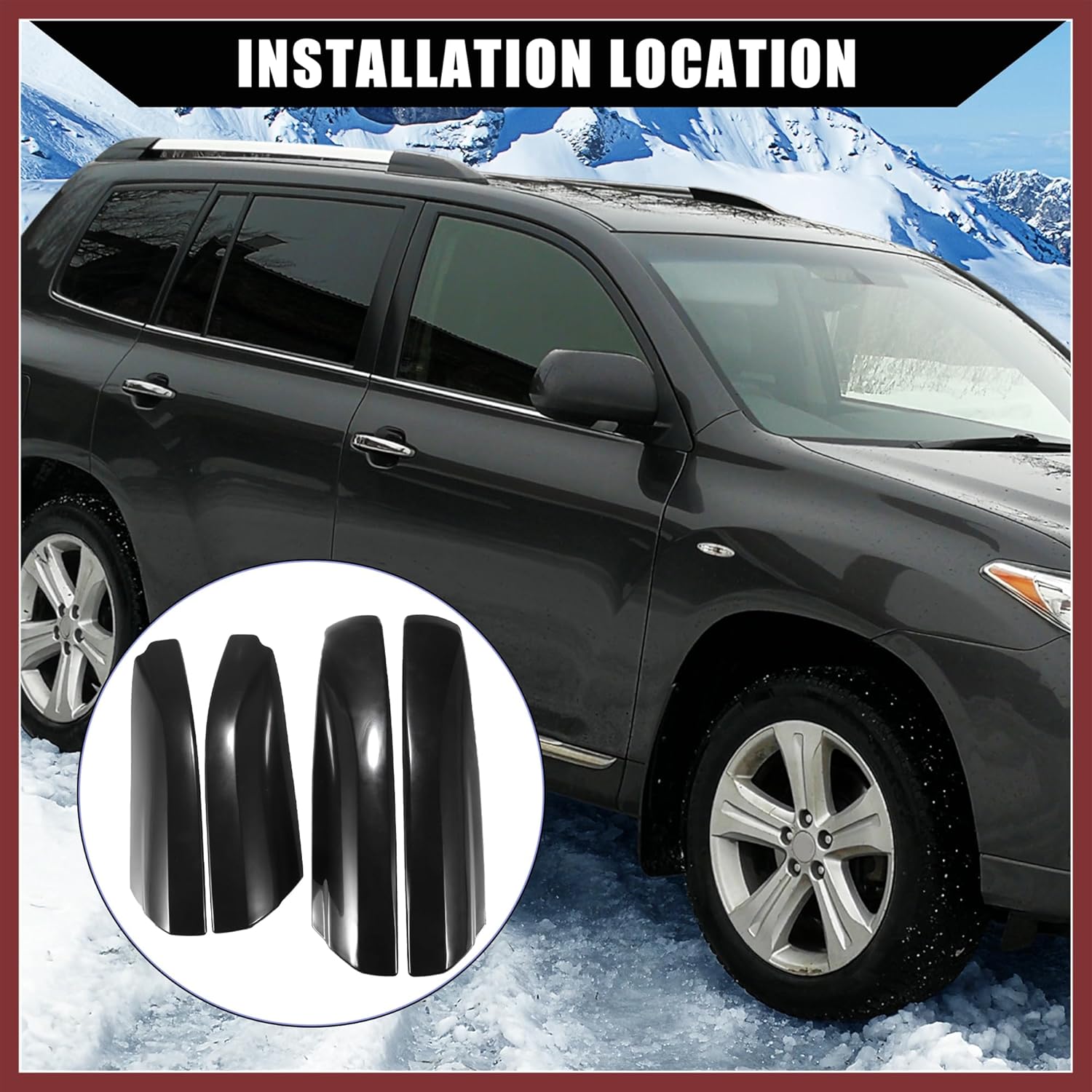 Upper/Roof Rack Rails End Cap Protection Cover Shell for Toyota Highlander 2008-2013 / Rails End Covers Shell Cap / 4 Pcs/Black Replace Parts
Upper/Roof Rack Rails End Cap Protection Cover Shell for Toyota Highlander 2008-2013 / Rails End Covers Shell Cap / 4 Pcs/Black Replace Parts