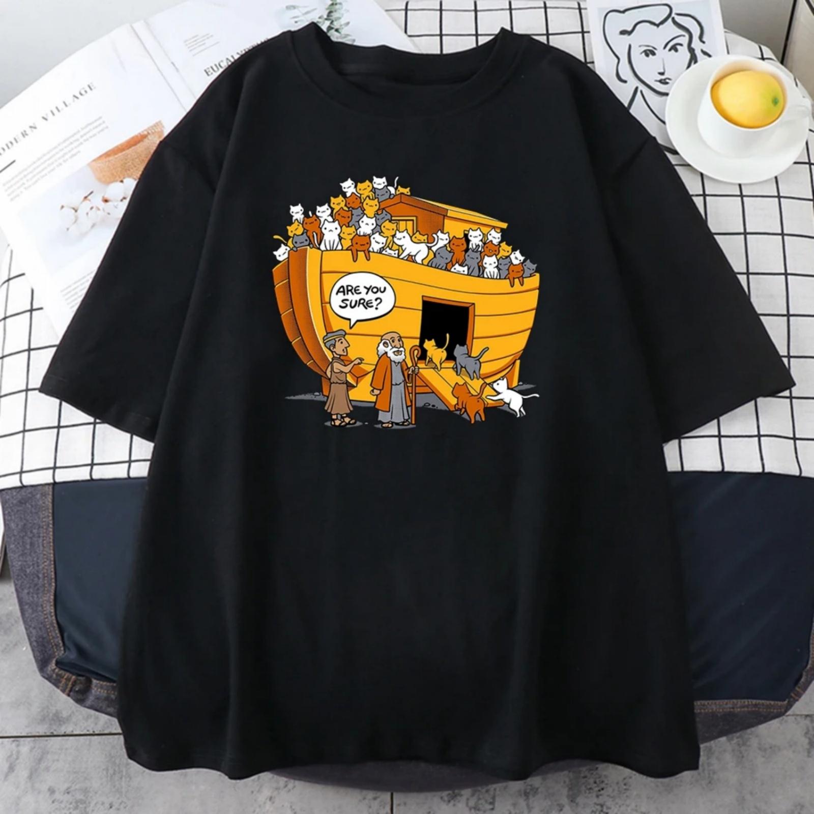 Cartoons Style Noah s Ark cat Print Womens Tshirts simple Oversize T-Shirts Fashion Loose Tops Soft Breathable T-Shirt for Women XXXXXL чорний
Cartoons Style Noah s Ark cat Print Womens Tshirts simple Oversize T-Shirts Fashion Loose Tops Soft Breathable T-Shirt for Women XXXXXL чорний