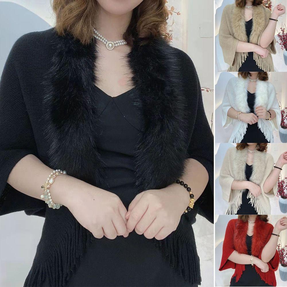 Winter Warm Faux Fur Collar Knitted Tassel Plush Wraps Scarf Womens Knitting Shawl білий
Winter Warm Faux Fur Collar Knitted Tassel Plush Wraps Scarf Womens Knitting Shawl білий