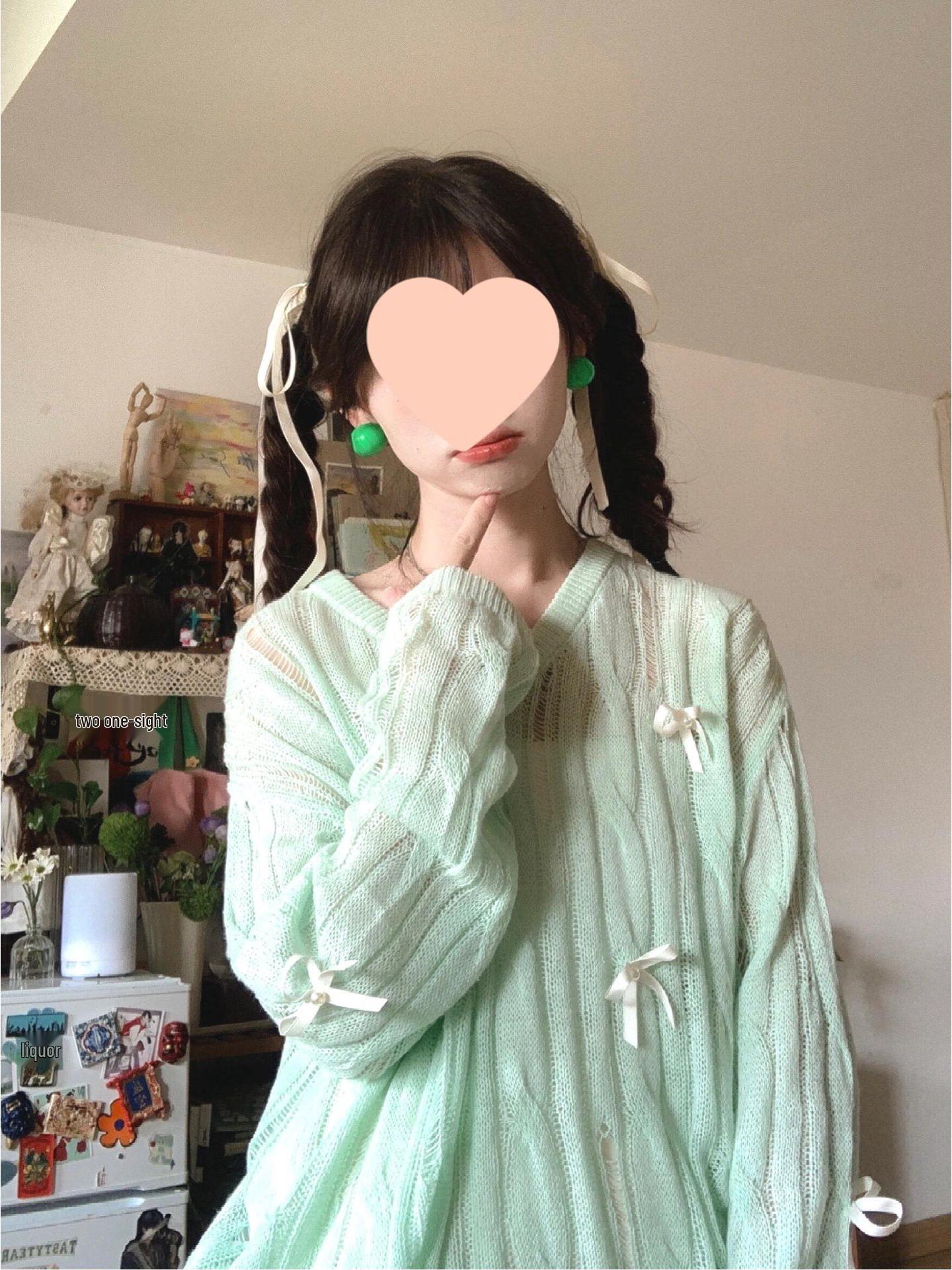 Мятный кардиган с бантом свободного кроя для женщин на лето - Зеленый вязаный топ с защитой от солнца S (75-95 jin)
Мятный кардиган с бантом свободного кроя для женщин на лето - Зеленый вязаный топ с защитой от солнца S (75-95 jin)