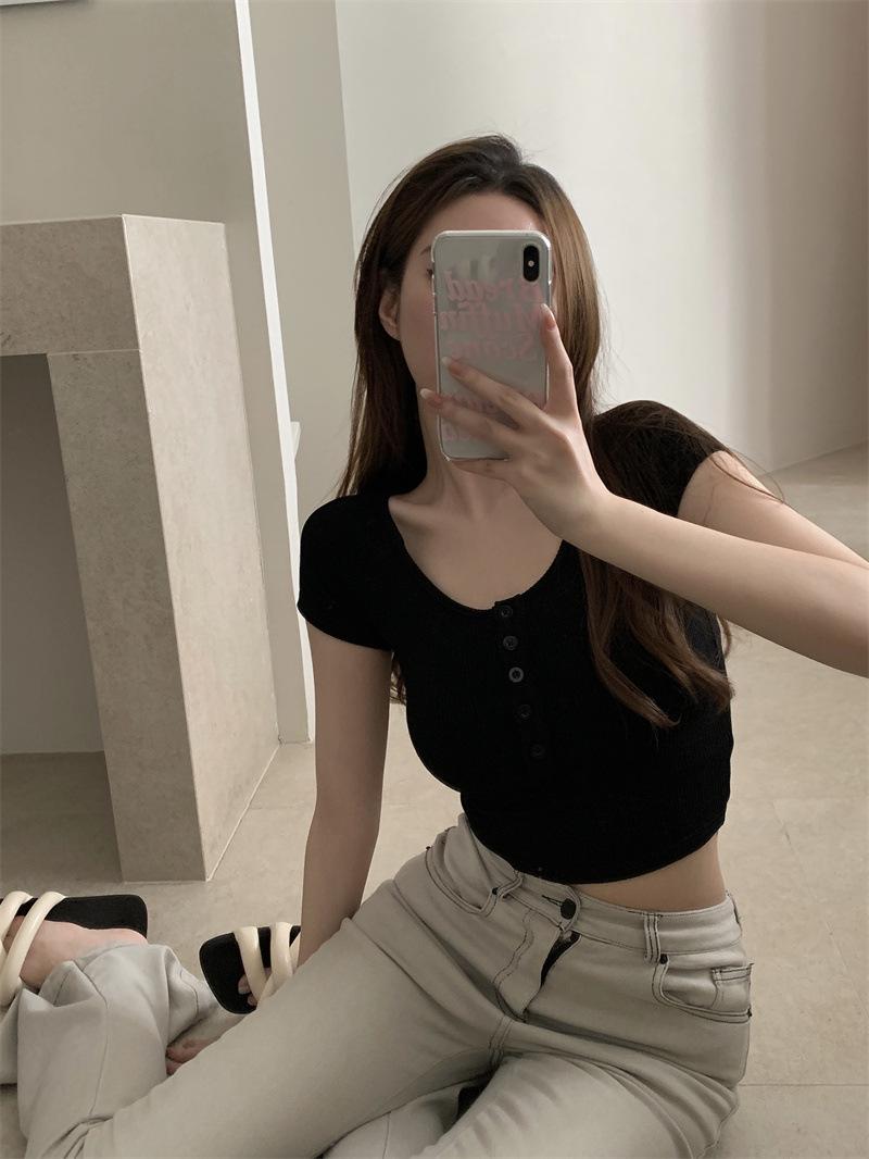 Районная футболка с коротким рукавом и утягивающим эффектом, с нагрудными вкладышами - стиль горячей девушки, лестный крой, универсальная короткая верхняя одежда One Size чёрный
Районная футболка с коротким рукавом и утягивающим эффектом, с нагрудными вкладышами - стиль горячей девушки, лестный крой, универсальная короткая верхняя одежда One Size чёрный