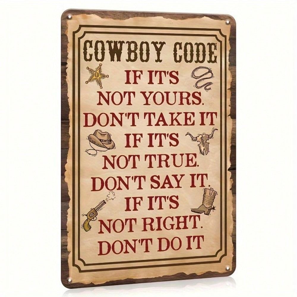 Vintage Metal Cowboy Wall Art, Rustic Western Tin Sign for Bar Man Cave Decor
Vintage Metal Cowboy Wall Art, Rustic Western Tin Sign for Bar Man Cave Decor