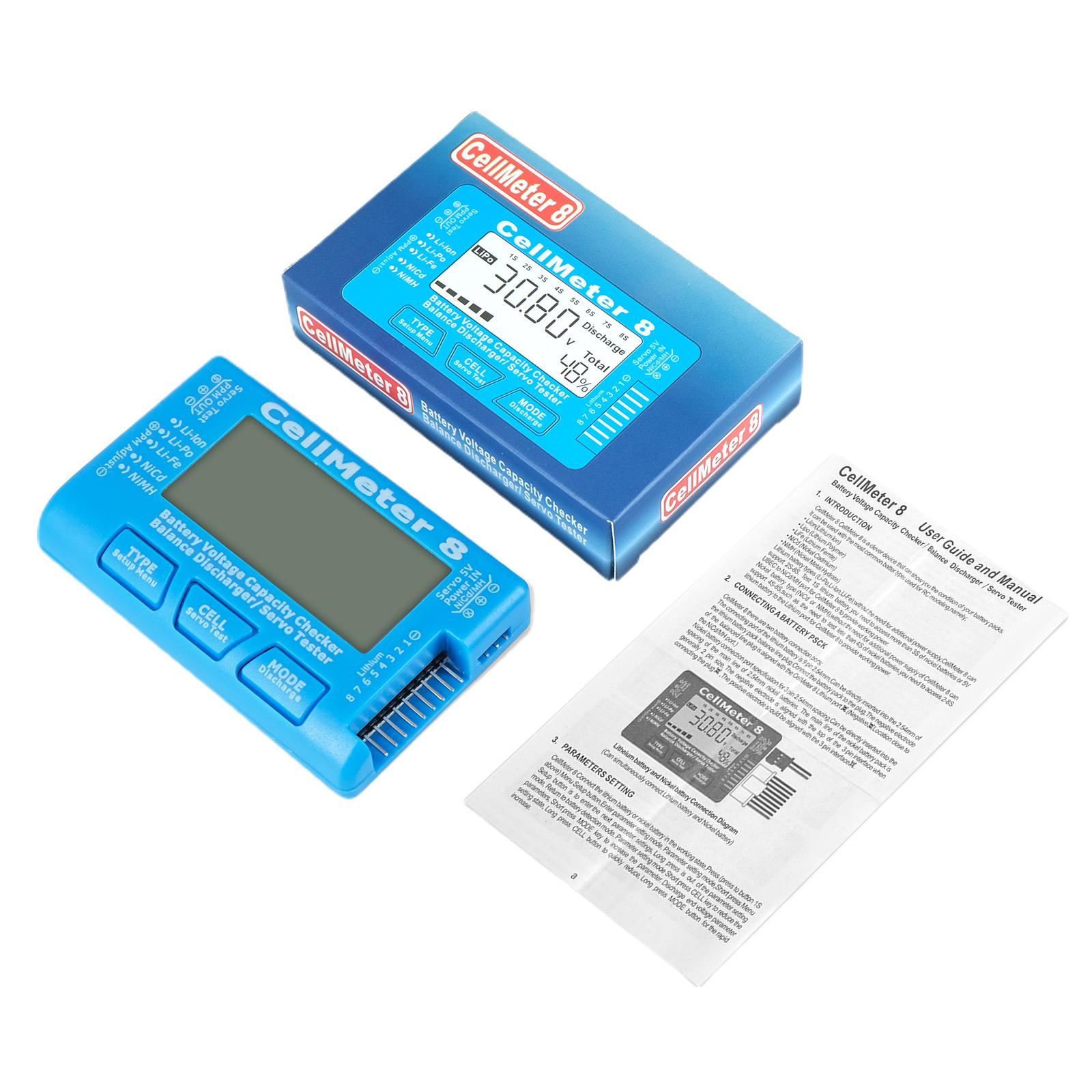 CellMeter 8 Багатофункціональний цифровий сервотестер живлення Розрядний балансир для Li-Po Li-lon Li-Fe Запасна частина літака RC синій
CellMeter 8 Багатофункціональний цифровий сервотестер живлення Розрядний балансир для Li-Po Li-lon Li-Fe Запасна частина літака RC синій