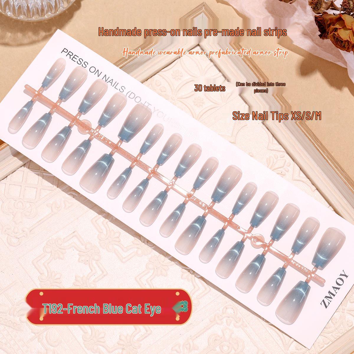 T192 Light Blue Cat Eye Trapezoid Nail Patches - 30 Pieces, Removable & Easy for Daily Wear
T192 Light Blue Cat Eye Trapezoid Nail Patches - 30 Pieces, Removable & Easy for Daily Wear
