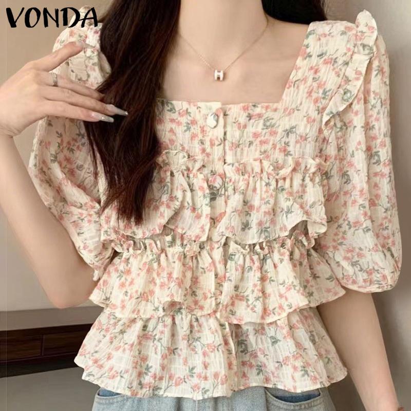 VONDA Summer Women Puff Sleeve Floral Print Ruffled Casual Blouse 5XL синій
VONDA Summer Women Puff Sleeve Floral Print Ruffled Casual Blouse 5XL синій