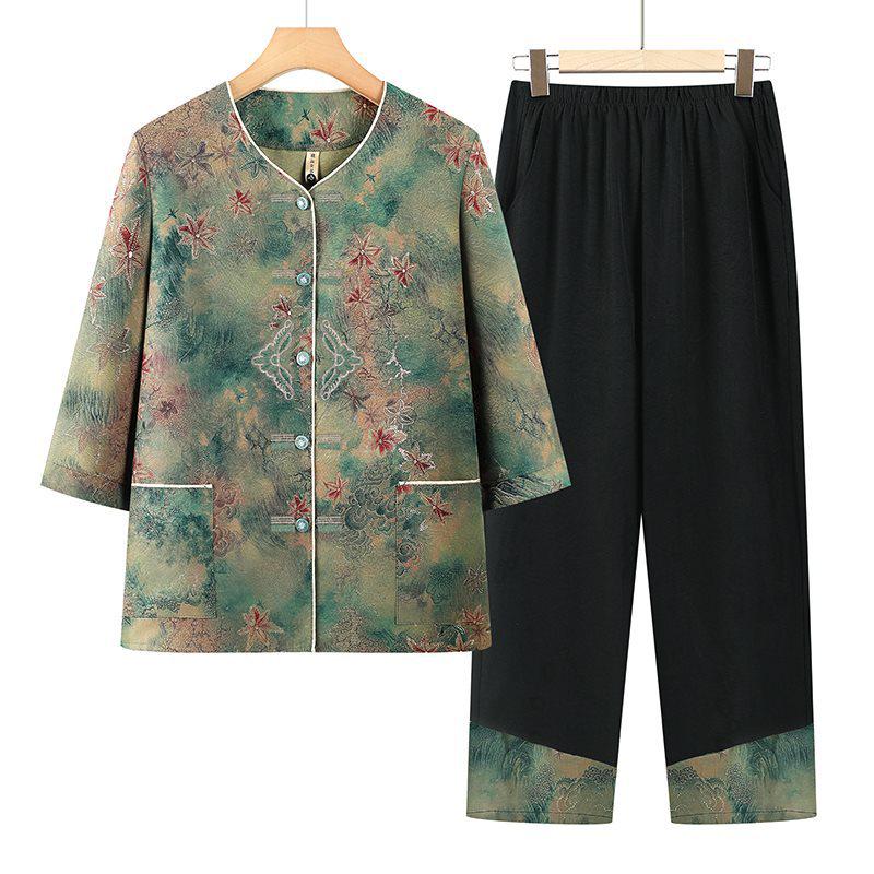 Elegant Seven-Sleeve Printed Shirt & Pants Set for Seniors – Spring/Summer Fashion, Slimming Two-Piece for Stylish Moms & Grandmas 3XL 115-130 lb
Elegant Seven-Sleeve Printed Shirt & Pants Set for Seniors – Spring/Summer Fashion, Slimming Two-Piece for Stylish Moms & Grandmas 3XL 115-130 lb