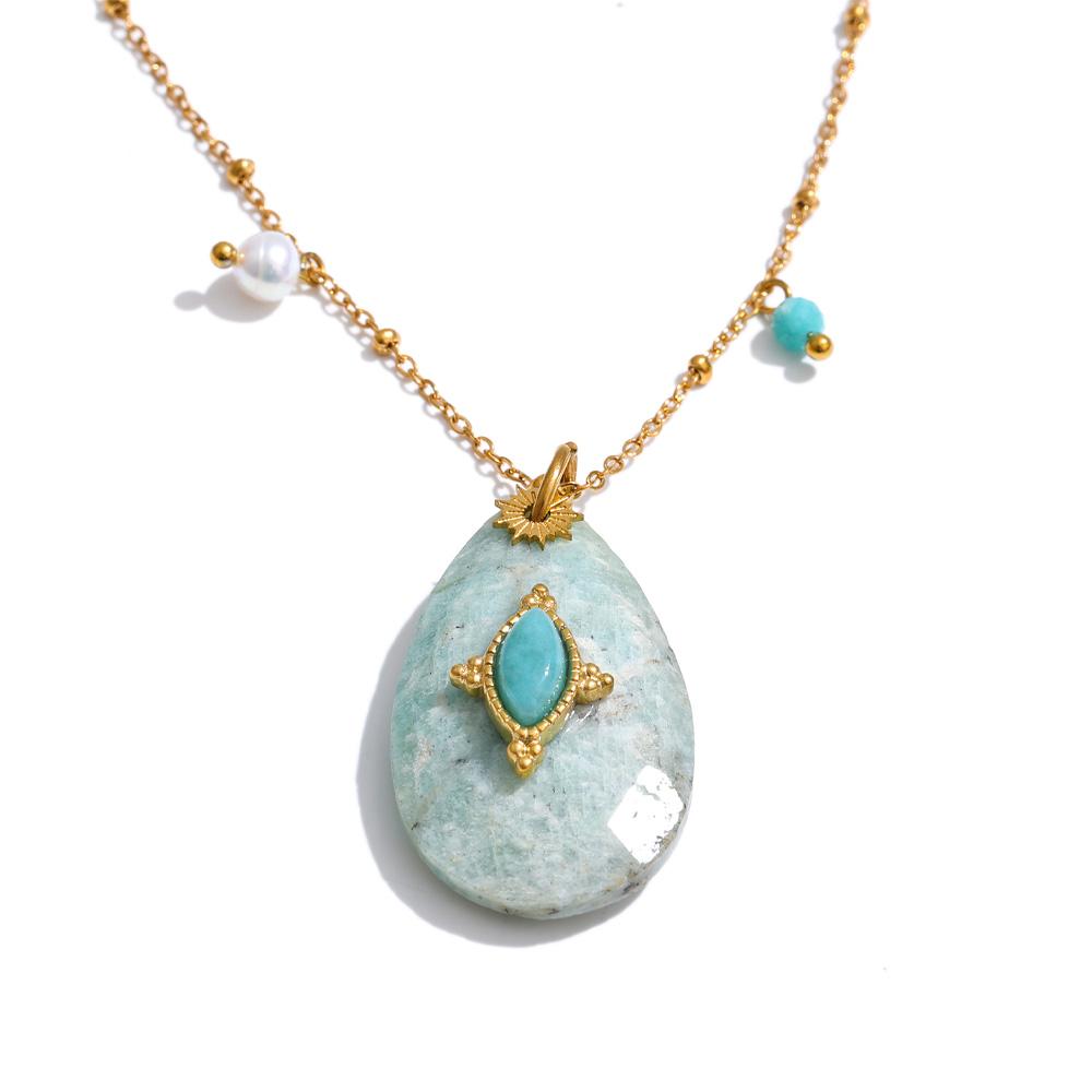 Yhpup 32mm Natural Stone Amazonite Tiger Aventurine Amethyst Drop Pendant Necklace for Women Stainless Steel France Jewelry Gift
Yhpup 32mm Natural Stone Amazonite Tiger Aventurine Amethyst Drop Pendant Necklace for Women Stainless Steel France Jewelry Gift