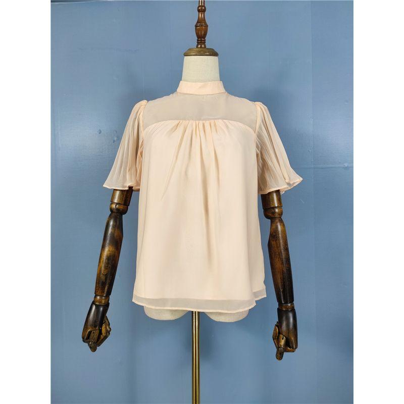 Export Single 2024 Summer New Arrival Stand-Collar Gauze Perspective off-Shoulder Ruched Flying Sleeves Loose Comfortable Top Tender pink M
Export Single 2024 Summer New Arrival Stand-Collar Gauze Perspective off-Shoulder Ruched Flying Sleeves Loose Comfortable Top Tender pink M
