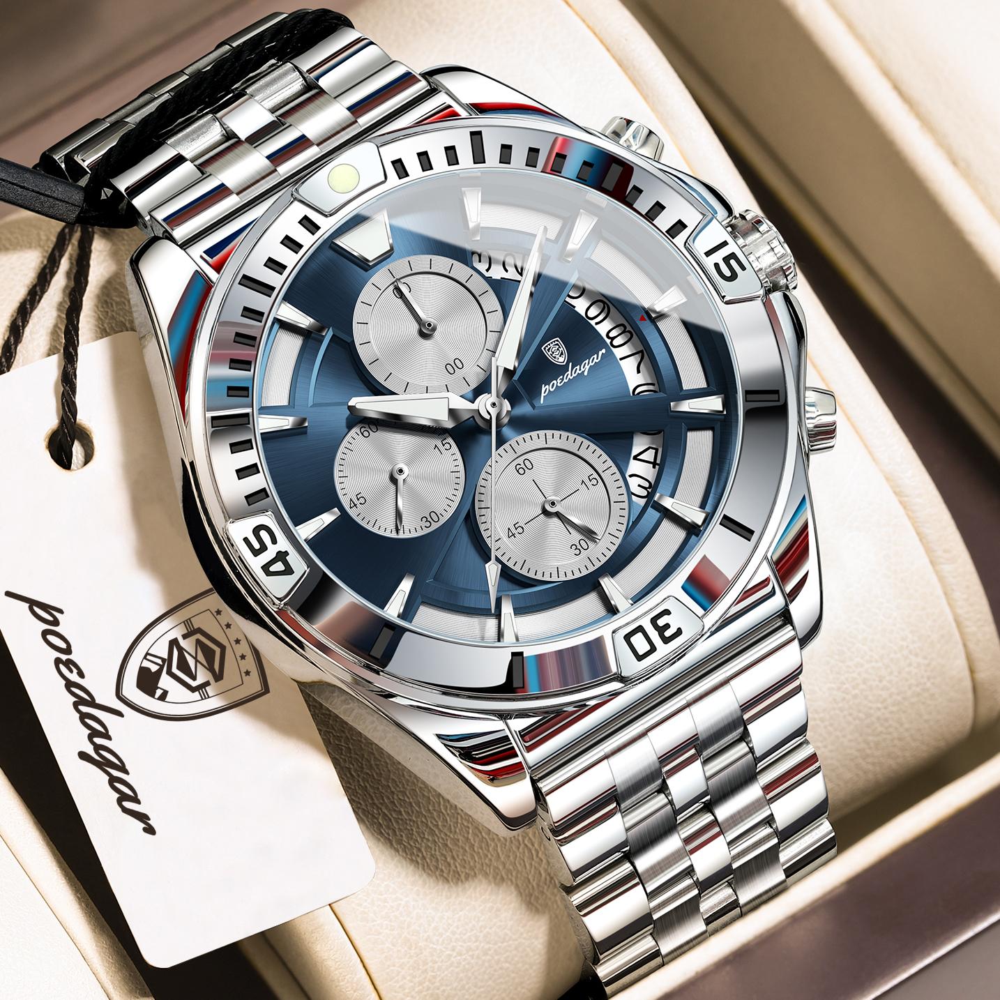 POEDAGAR Luxury Sports Man Wristwatch Waterproof Luminous Chronograph Date Quartz Men s Watches Casual Stainless Steel Watch синий/серебряный
POEDAGAR Luxury Sports Man Wristwatch Waterproof Luminous Chronograph Date Quartz Men s Watches Casual Stainless Steel Watch синий/серебряный