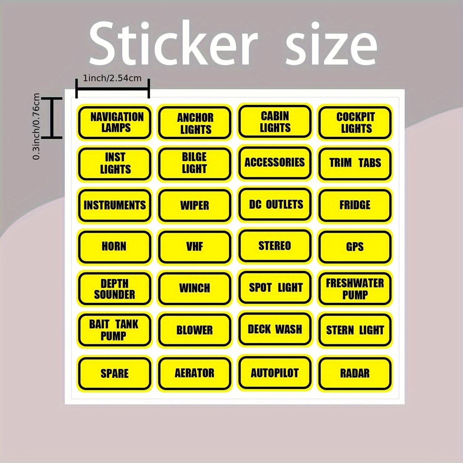 28pcs Boat Stickers Waterproof Switch Sticker for Rocker Switches Circuit Boards Fuses Navigation Warning Fishing Boat Stickers 2.54x0.76CM(each)
28pcs Boat Stickers Waterproof Switch Sticker for Rocker Switches Circuit Boards Fuses Navigation Warning Fishing Boat Stickers 2.54x0.76CM(each)