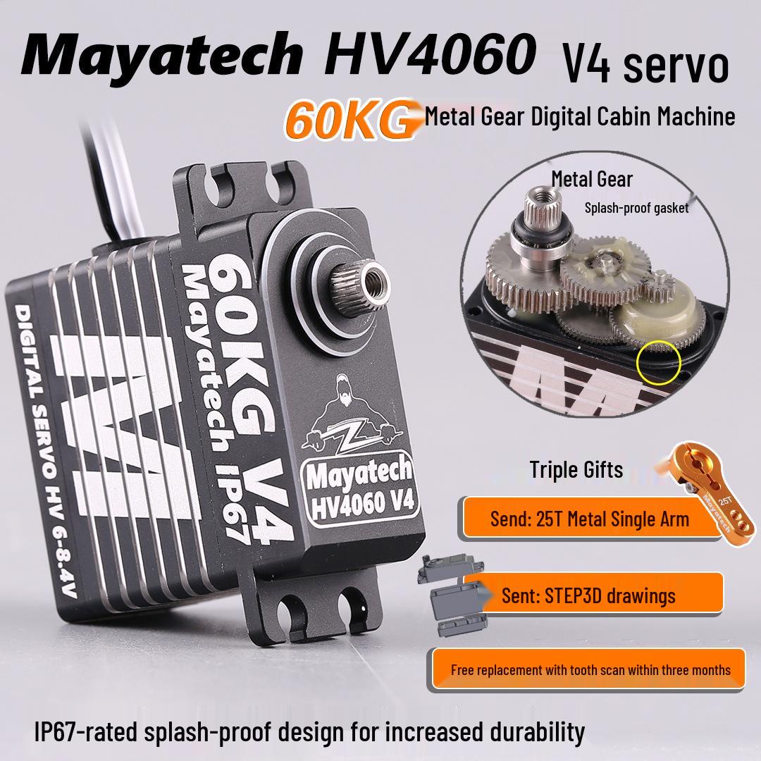 Mayatech HV4060 V4 High Torque 60KG Splash-proof Metal Gear Digital Servo for FPV RC Models
Mayatech HV4060 V4 High Torque 60KG Splash-proof Metal Gear Digital Servo for FPV RC Models