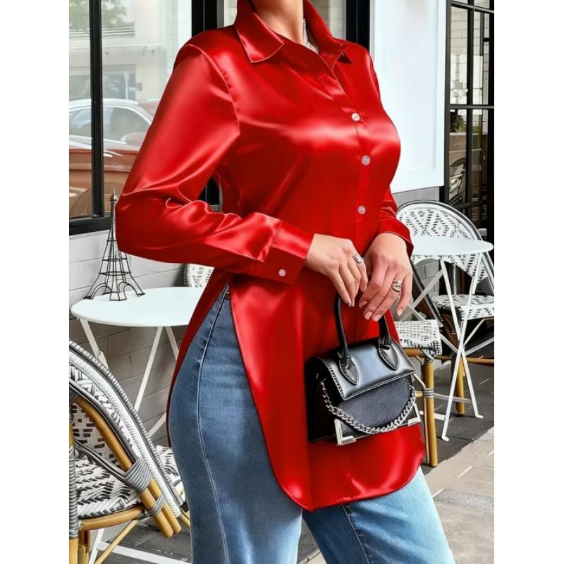 Women s Spring and Autumn Slim Fit and Slimming Irregular Hem Long Sleeved Satin Shirt 2XL червоний
Women s Spring and Autumn Slim Fit and Slimming Irregular Hem Long Sleeved Satin Shirt 2XL червоний