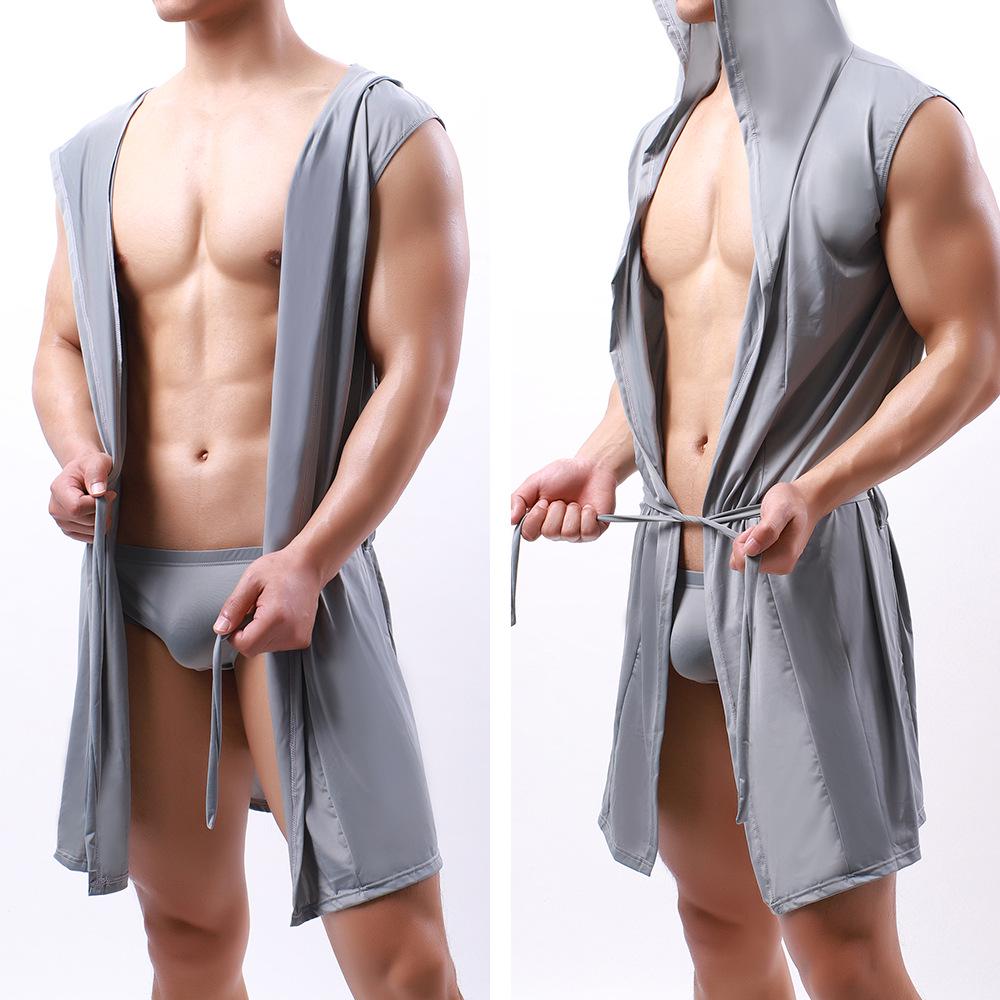 European Style Men s Smooth Milk Silk Hooded Bathrobe and Underwear Set, Sleeveless Sleepwear S
European Style Men s Smooth Milk Silk Hooded Bathrobe and Underwear Set, Sleeveless Sleepwear S