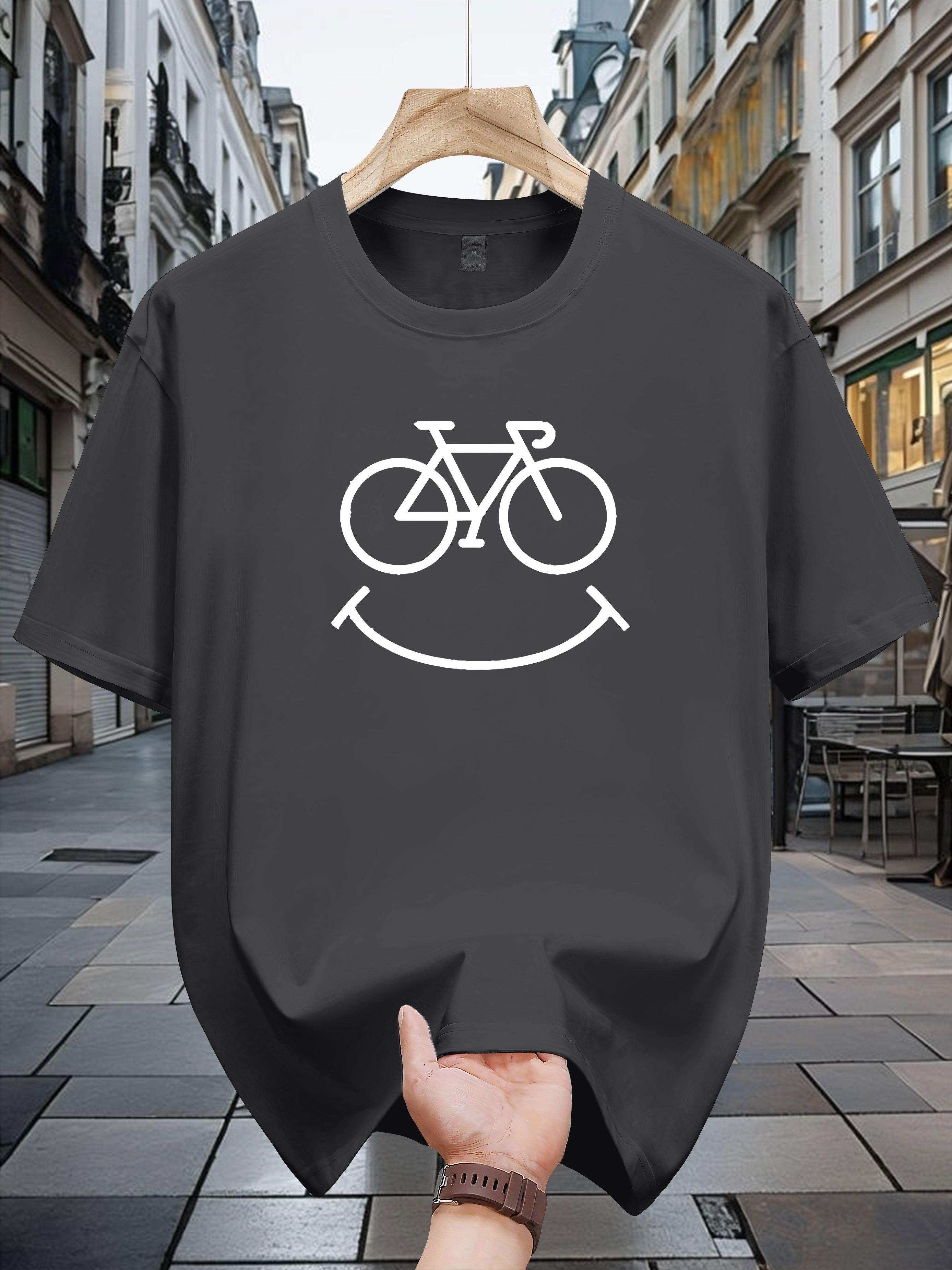 200g 100% Cotton Casual Short Sleeve T-shirt with Smiling Bicycle Graphic Print - Navy Blue Regular Fit Summer Tee for Adults L
200g 100% Cotton Casual Short Sleeve T-shirt with Smiling Bicycle Graphic Print - Navy Blue Regular Fit Summer Tee for Adults L