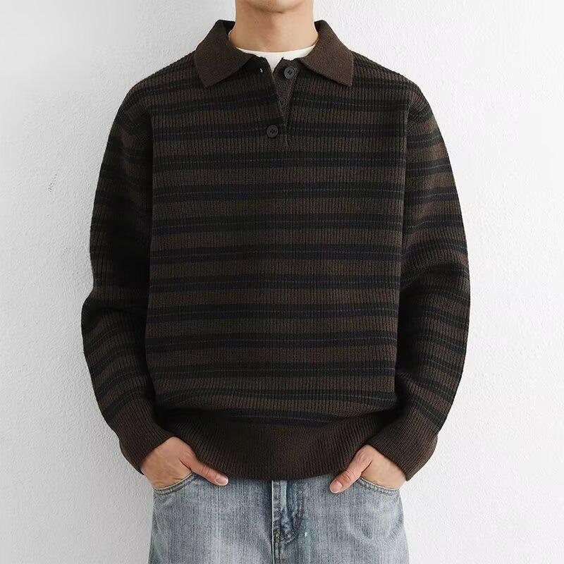 Men s Retro Striped Polo Collar Knit Pullover for Autumn/Winter Extra Large кавовий
Men s Retro Striped Polo Collar Knit Pullover for Autumn/Winter Extra Large кавовий
