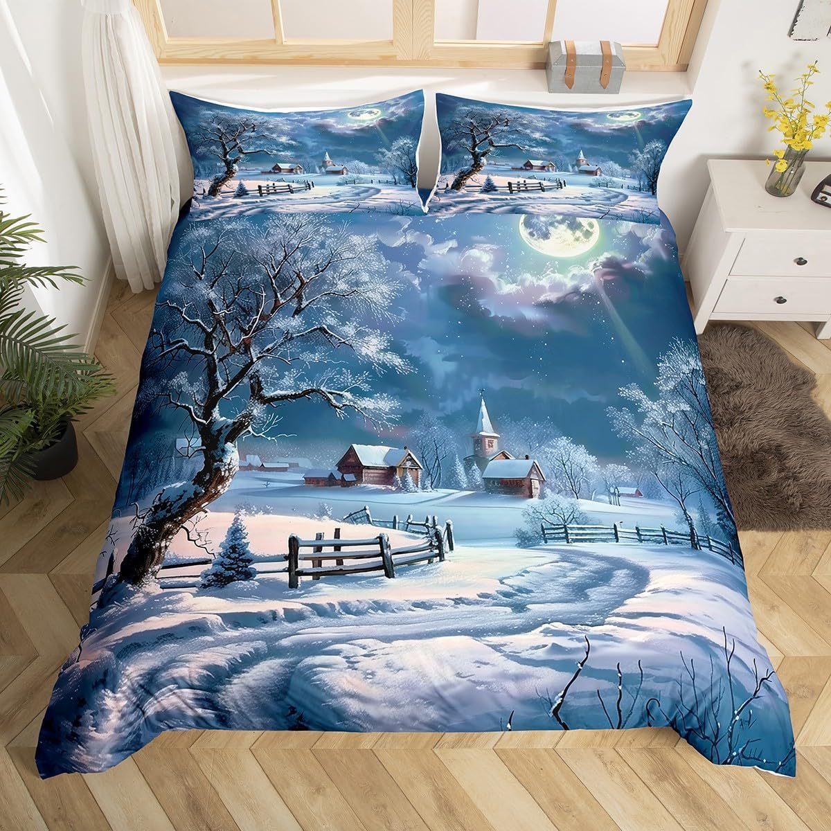 Carton Winter House Soft Duvet Cover Adorable Lovely Der Animal Santa Claus Beding Sets Christmas Theme Rustic Farmhouse Style Comfortable Quilt Cover 100*200cm Single
Carton Winter House Soft Duvet Cover Adorable Lovely Der Animal Santa Claus Beding Sets Christmas Theme Rustic Farmhouse Style Comfortable Quilt Cover 100*200cm Single