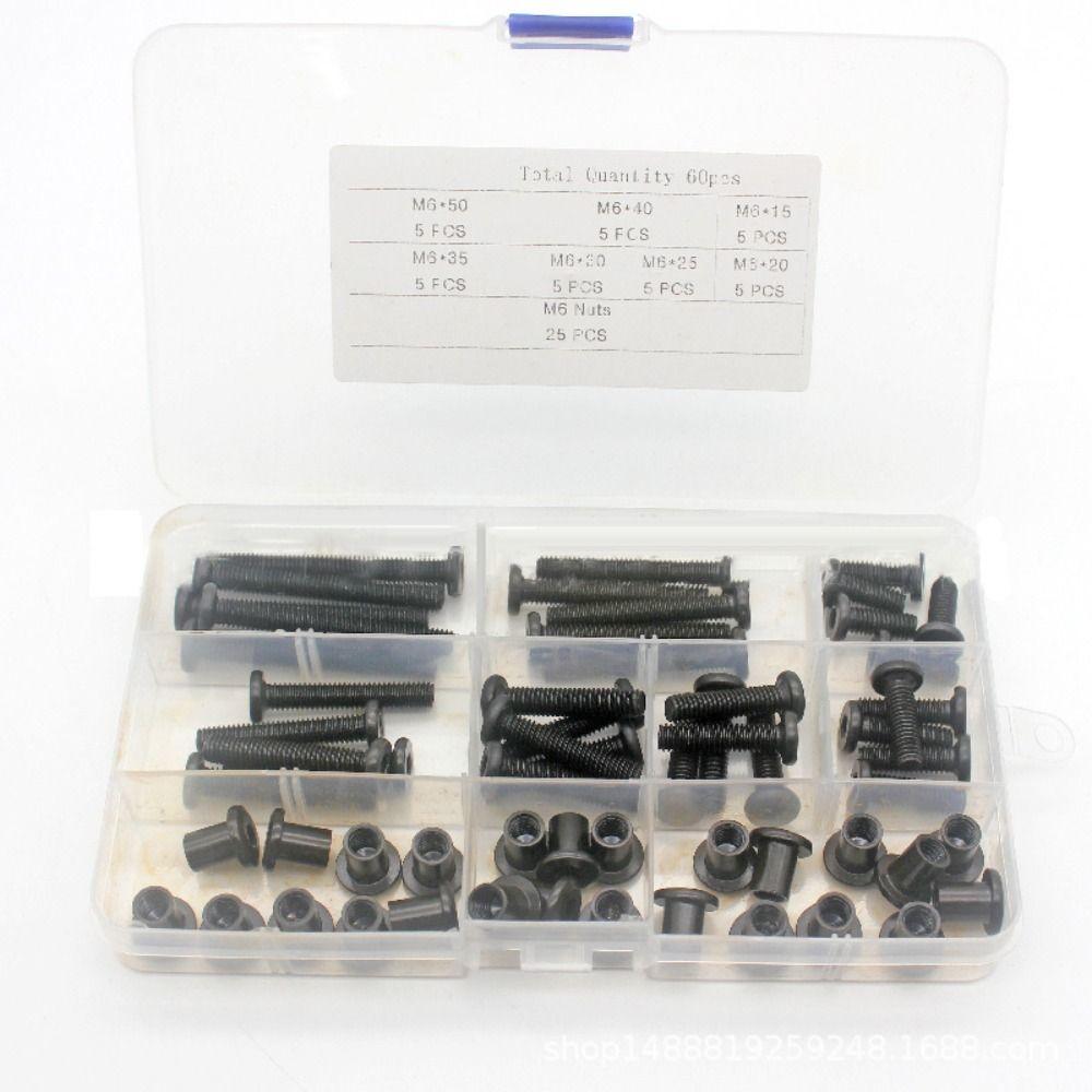 60pcs M6 Connecting Bolts Black Bolts Nuts Assortment Kit Countersunk Rivet Furniture Repair
60pcs M6 Connecting Bolts Black Bolts Nuts Assortment Kit Countersunk Rivet Furniture Repair