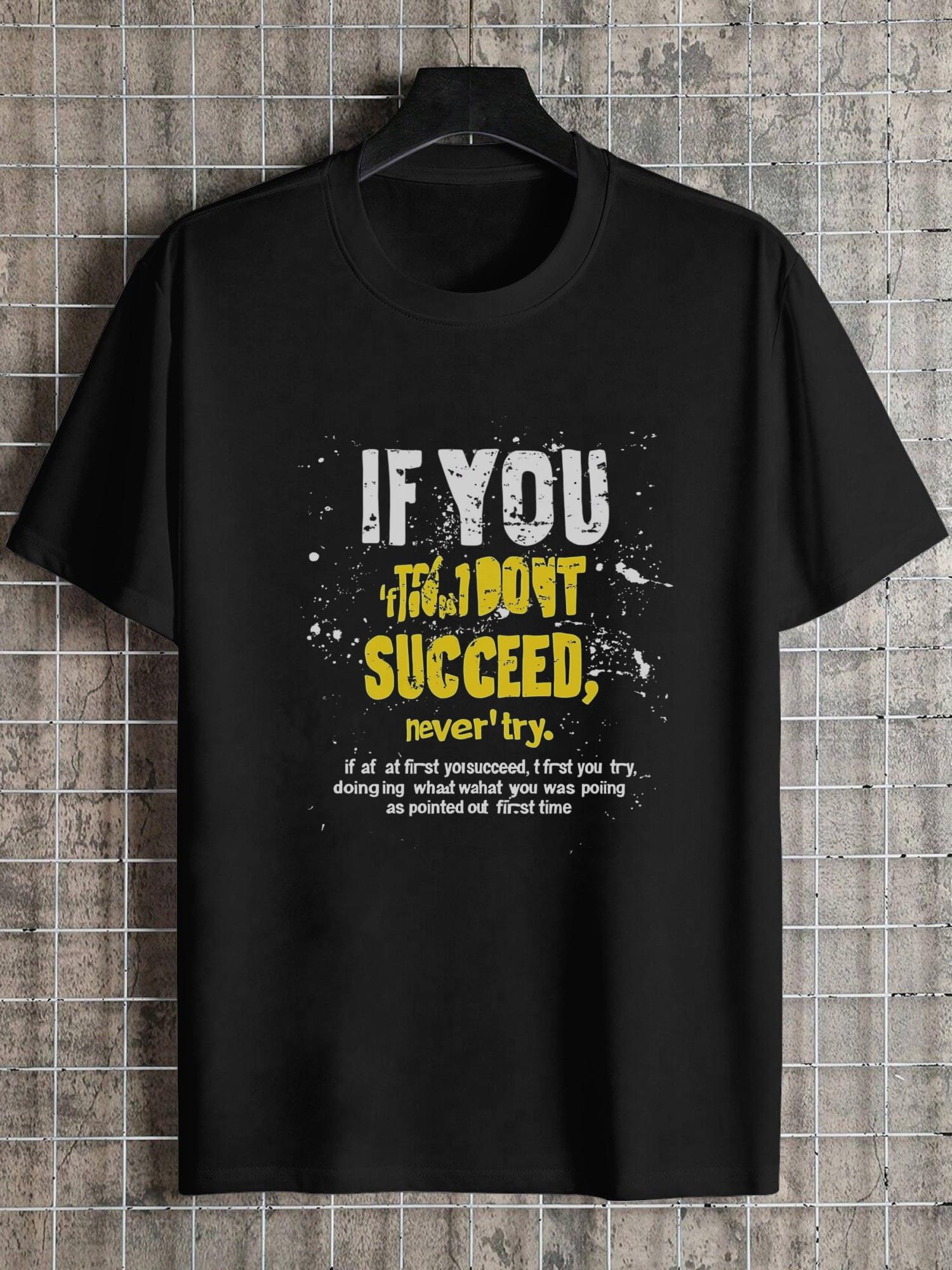 1pc Motivational Quote Graphic T-shirt - 180g Cotton Crew Neck Short Sleeve Tee with If You Try Inspirational Print L
1pc Motivational Quote Graphic T-shirt - 180g Cotton Crew Neck Short Sleeve Tee with If You Try Inspirational Print L