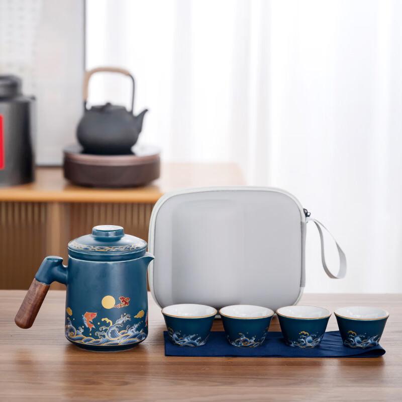 Fish Leaping Dragon Gate Ceramic Travel Tea Set
Fish Leaping Dragon Gate Ceramic Travel Tea Set
