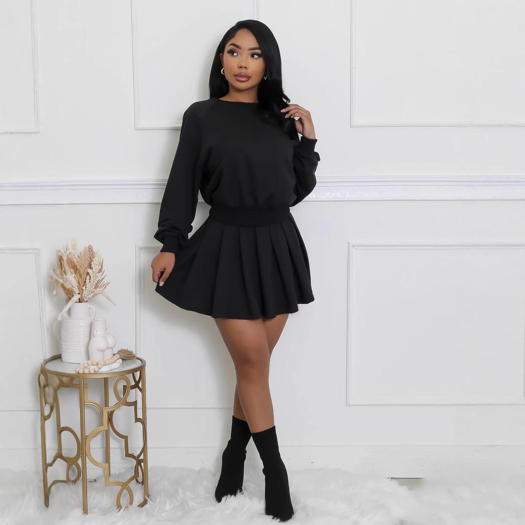 M3071 Women s European-American Two-Piece Set: Long-Sleeve Pullover & Ruffled Mini Skirt L чорний
M3071 Women s European-American Two-Piece Set: Long-Sleeve Pullover & Ruffled Mini Skirt L чорний