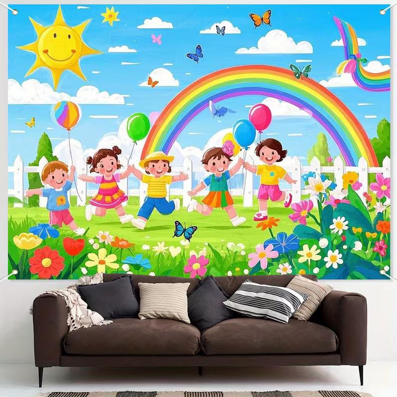 2D Kids Birthday Background Cloth Colorful Garden Rainbow Banner for Decor 47.2x31.5inch/120*80cm
2D Kids Birthday Background Cloth Colorful Garden Rainbow Banner for Decor 47.2x31.5inch/120*80cm