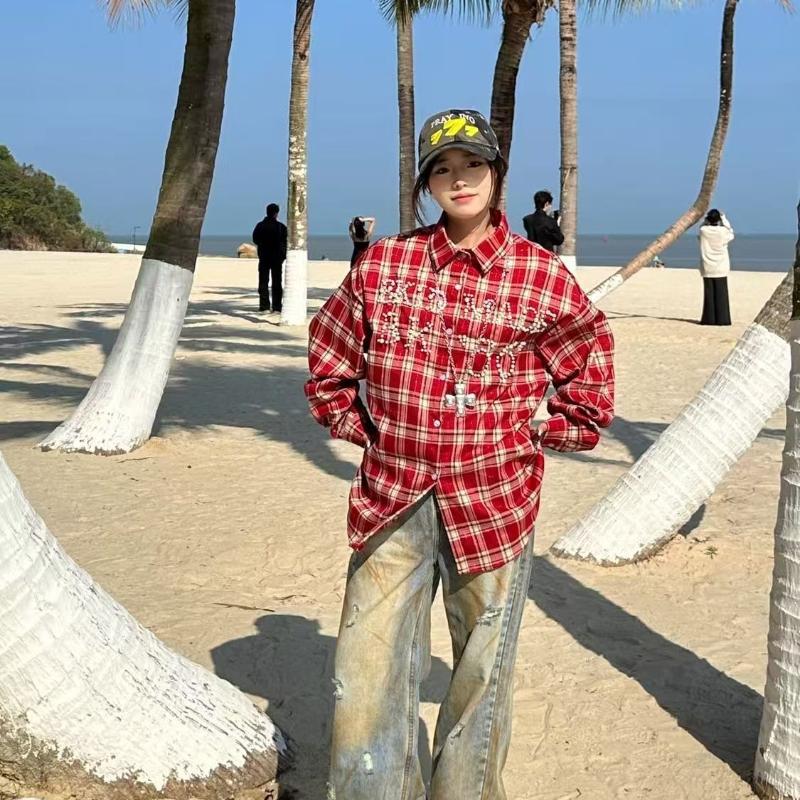 Women Letter Studded Checkered Shirts American Retro Long Sleeved Blouses Summer Fashion Sun Protection Lady Cardigan XXL красный
Women Letter Studded Checkered Shirts American Retro Long Sleeved Blouses Summer Fashion Sun Protection Lady Cardigan XXL красный