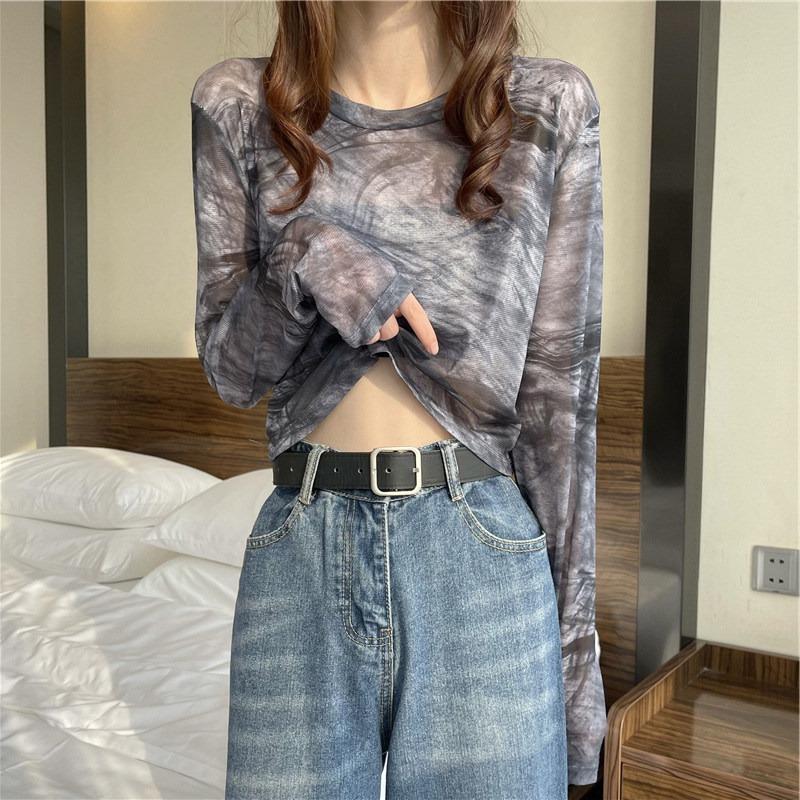 Summer Mesh Sunscreen Bottoming Shirt Long-sleeved Ice Silk Short Tie-dye Versatile Sexy Top M серый
Summer Mesh Sunscreen Bottoming Shirt Long-sleeved Ice Silk Short Tie-dye Versatile Sexy Top M серый