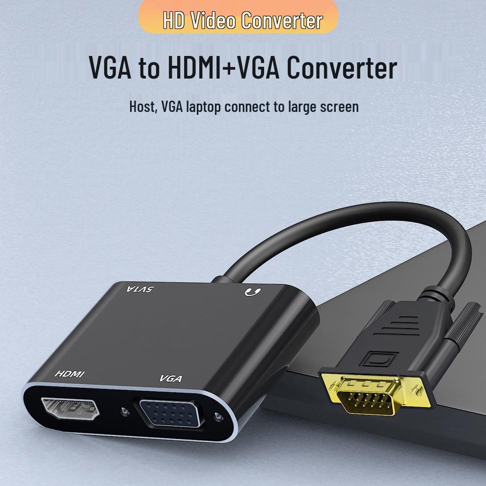 2-in-1 VGA to HDMI Adapter Cable for Laptop чорний
2-in-1 VGA to HDMI Adapter Cable for Laptop чорний