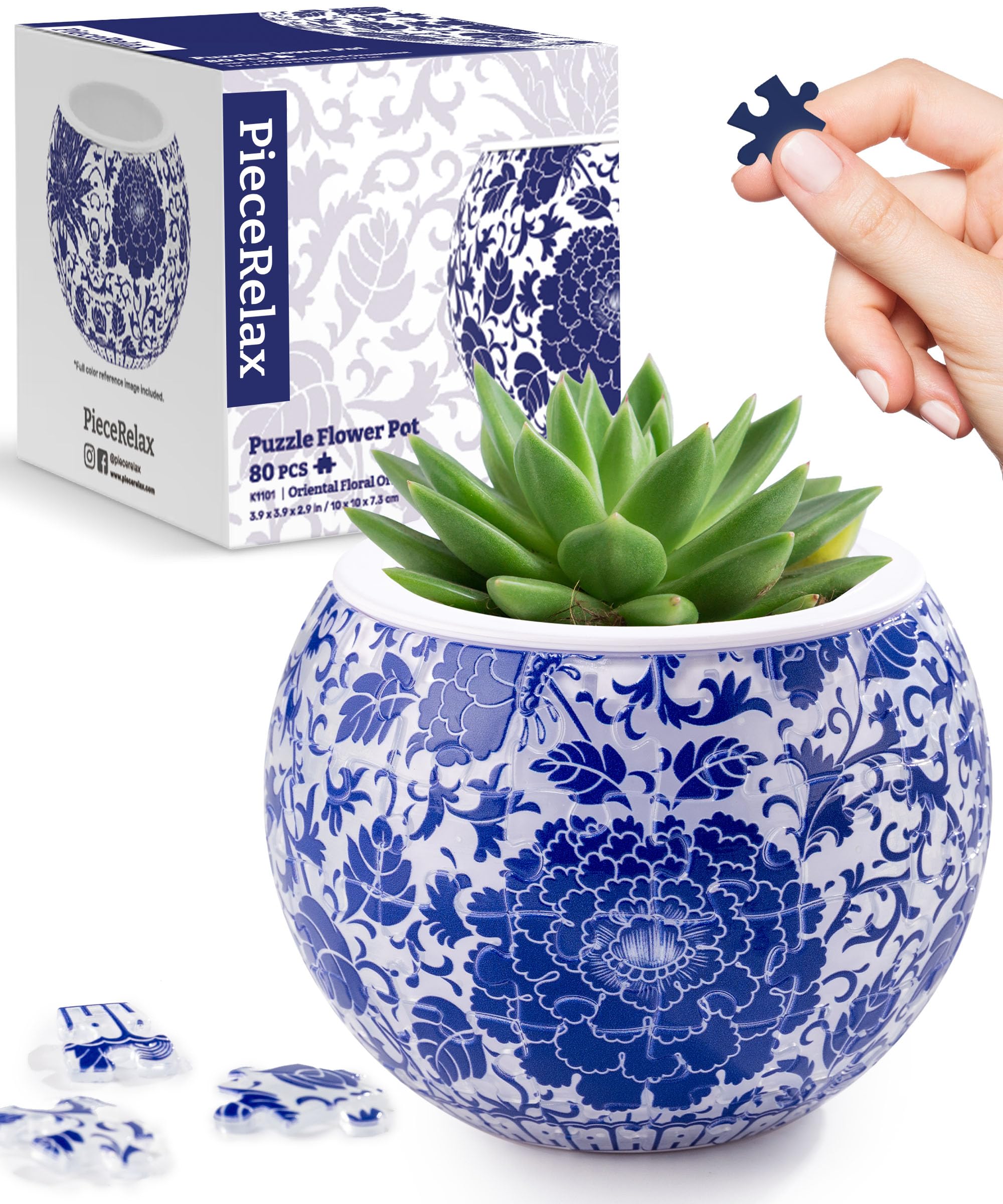 PieceRelax K1101 3D Planter Puzzle, 80 Pieces, Oriental Floral Design, Plastic Mini Pot for Succulents or Desk Organizer
PieceRelax K1101 3D Planter Puzzle, 80 Pieces, Oriental Floral Design, Plastic Mini Pot for Succulents or Desk Organizer