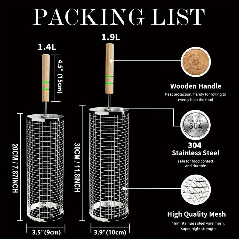 2pcs/set Rolling Grill Cage Outdoor BBQ Basket for Camping Picnic 360° Rotating Grill Mesh Cylinder with Handle BBQ Accessories
2pcs/set Rolling Grill Cage Outdoor BBQ Basket for Camping Picnic 360° Rotating Grill Mesh Cylinder with Handle BBQ Accessories